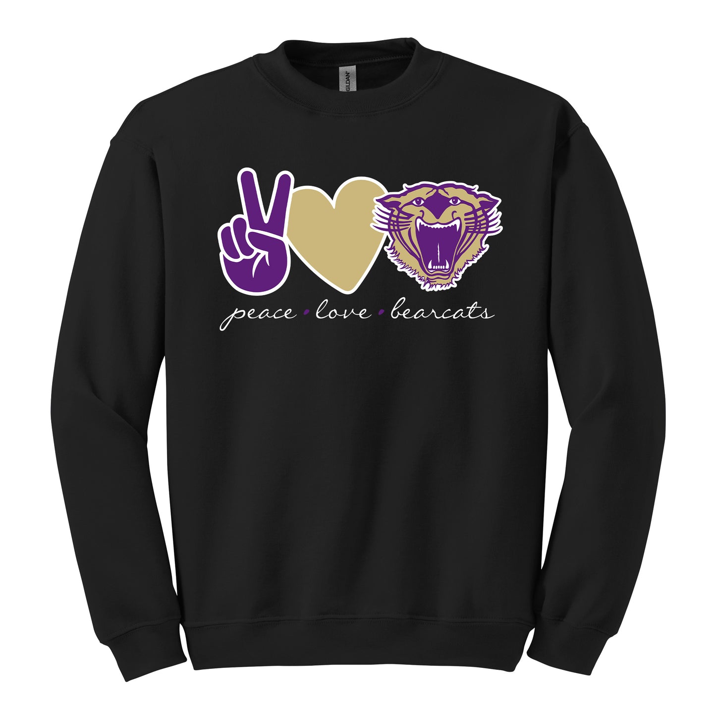 Peace. Love. Bearcats Crewneck Sweatshirt