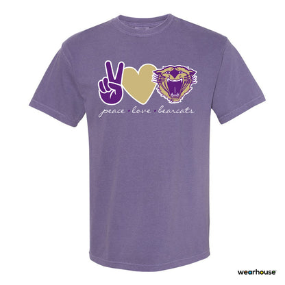 Comfort Colors Peace. Love. Bearcats. T-Shirt