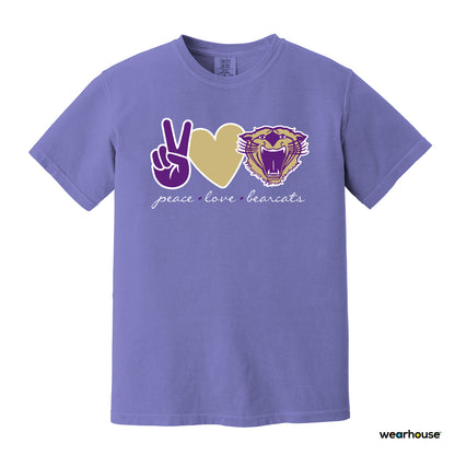 Comfort Colors Peace. Love. Bearcats. T-Shirt