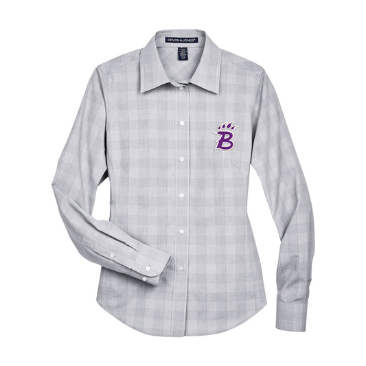Embroidered B-Paw Women's Glen Plaid Woven Shirt