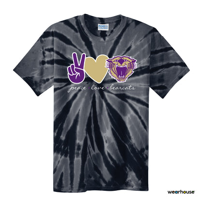 Tie Dye "Peace. Love. Bearcats." T-Shirt