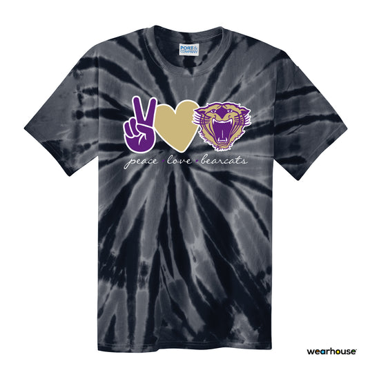 Tie Dye "Peace. Love. Bearcats." T-Shirt
