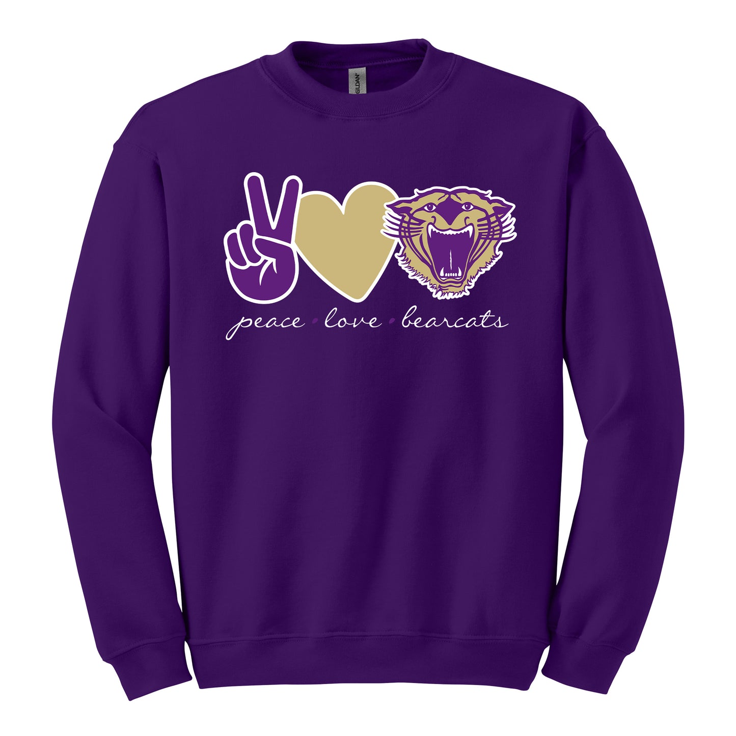 Peace. Love. Bearcats Crewneck Sweatshirt